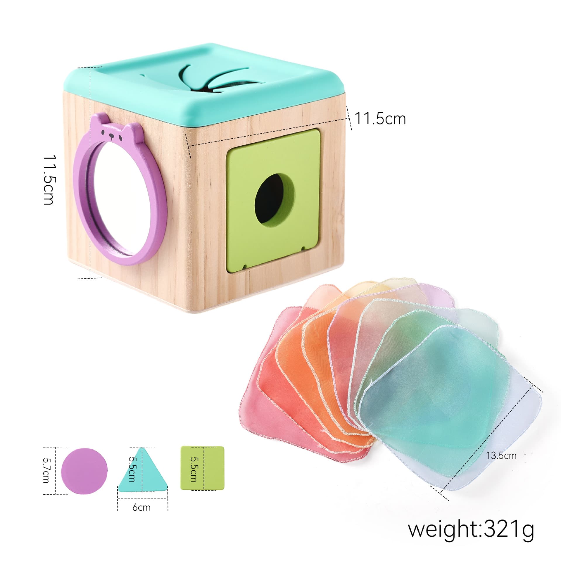 Wooden Permanent Box Coin Holder Tissue Box Shape Sorter Early Learning Toy Set